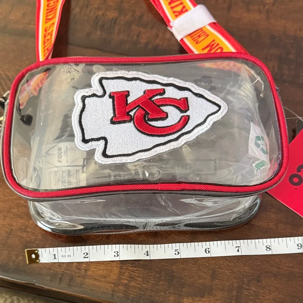 KC Chiefs Clear Crossbody Bag Red and Yellow Strap NWT NFL - Picture 2 of 6